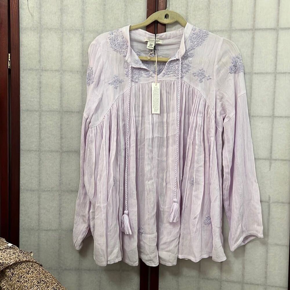 NWT RACHEL ZOE LOS ANGELES NEWYORK TASSEL‎ EMBROIDERY BOHO DETAIL BLOUSE SIZE M